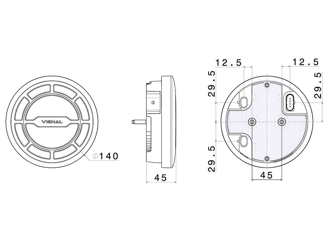 Feu arrière LED LCR19 - 24V, connecteurs additionnels